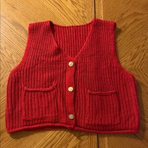 Cider Red Knit Button Vest